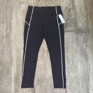 FP Movement by Free People Black Leggings with White Piping